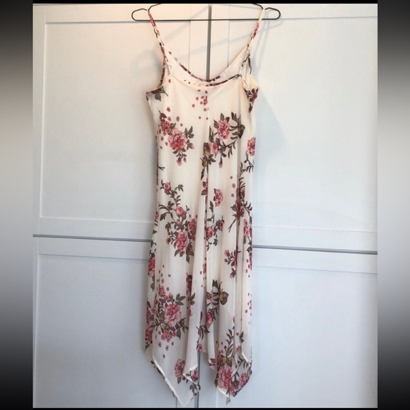Wild Moss Spaghetti Strap Floral Flowy Handkerchief Hem Slip Dress Boho - Medium - Picture 2 of 8